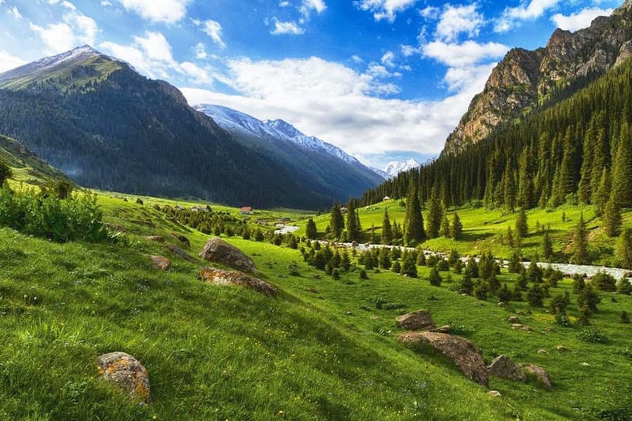 Recover in the remote, natural alpine hot springs of Altyn Arashan